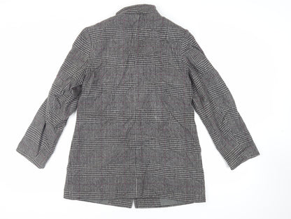 Classics Womens Grey Plaid Jacket Blazer Size 10 Button