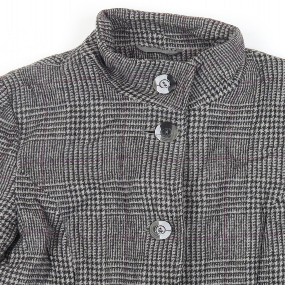 Classics Womens Grey Plaid Jacket Blazer Size 10 Button