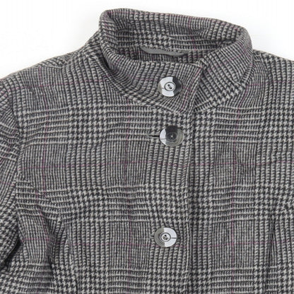 Classics Womens Grey Plaid Jacket Blazer Size 10 Button