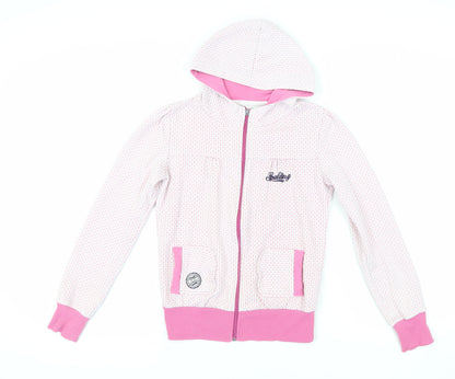Spalding Womens Pink Geometric Polyester Full Zip Hoodie Size 10 Zip - Logo