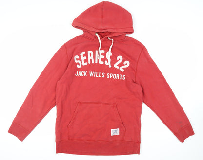 Mens UK Size S Jack Wills Red Pullover Hoodie