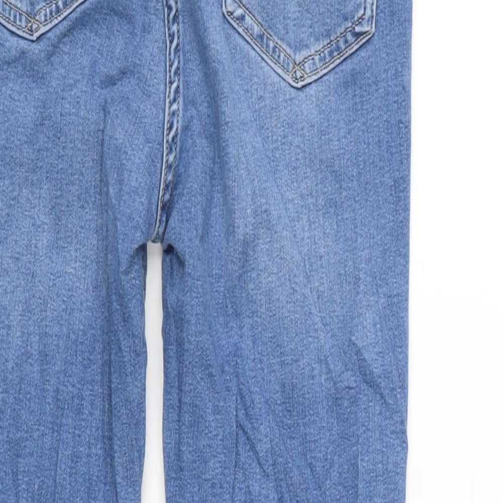 NEXT Womens Blue Cotton Blend Tapered Jeans Size 12 L28 in Extra-Slim Zip