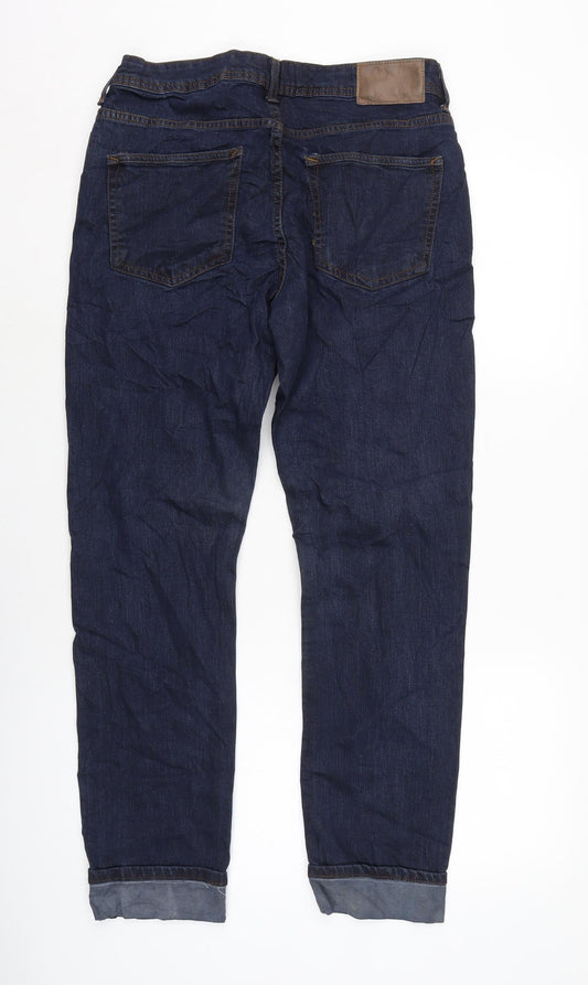 Denim & Co. Mens Blue Cotton Blend Straight Jeans Size 30 in L32 in Regular Button