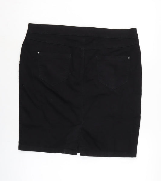George Womens Black Cotton Bandage Skirt Size 16 Zip