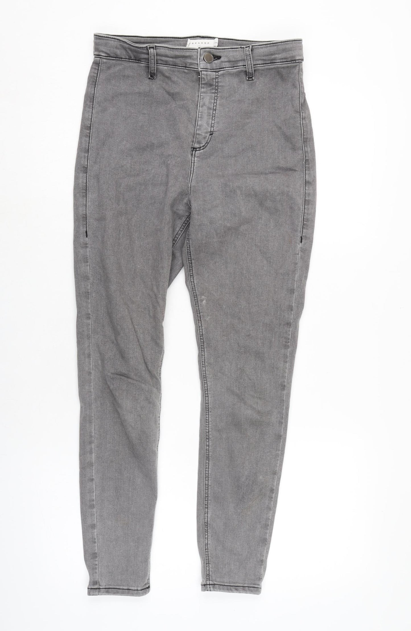 Topshop Womens Grey Cotton Blend Tapered Jeans Size 30 in L26 in Regular Zip