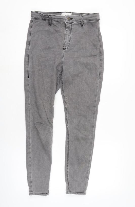 Topshop Womens Grey Cotton Blend Tapered Jeans Size 30 in L26 in Regular Zip