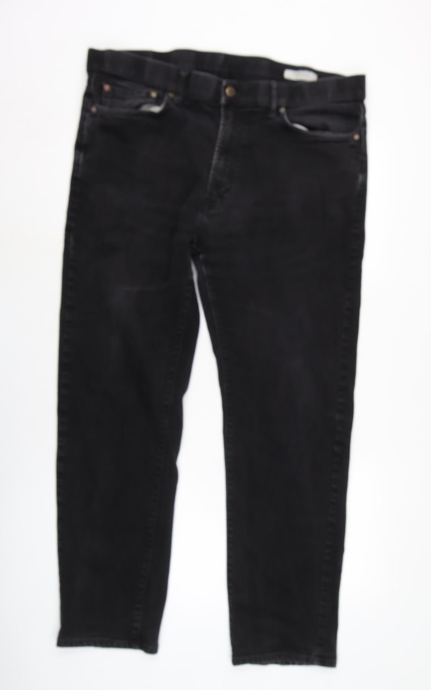 Marks and Spencer Mens Black Cotton Blend Tapered Jeans Size 29 in L29 in Regular Zip