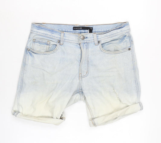 Nineteen Mens Blue Cotton Bermuda Shorts Size 30 in Regular Zip