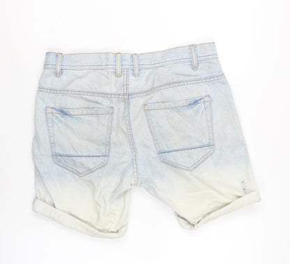 Nineteen Mens Blue Cotton Bermuda Shorts Size 30 in Regular Zip