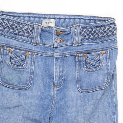Moto Womens Blue Cotton Bermuda Shorts Size 34 in L14 in Regular Zip