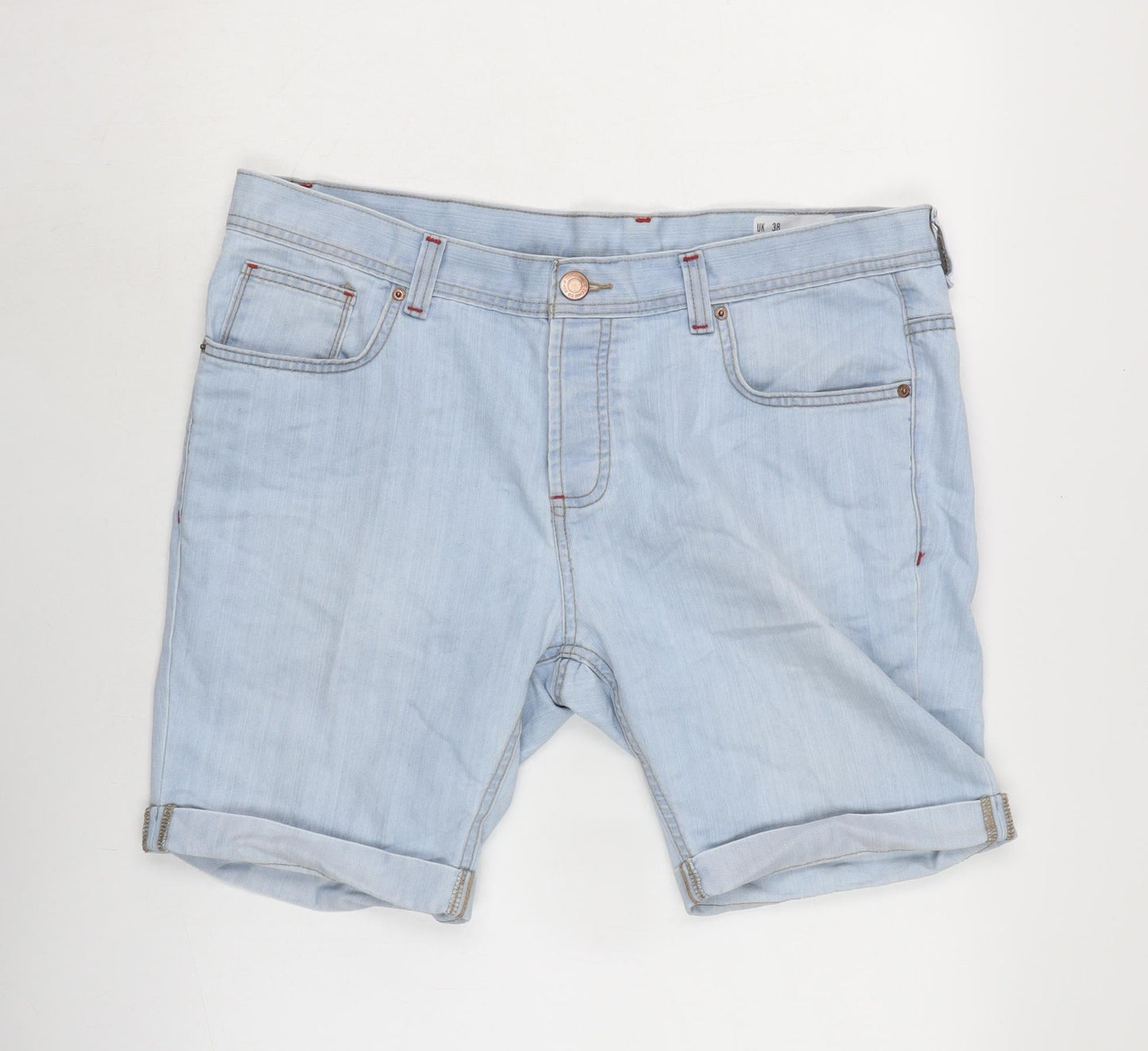 Denim & Co. Womens Blue Cotton Boyfriend Shorts Size 38 in Regular Button