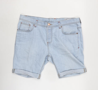 Denim & Co. Womens Blue Cotton Boyfriend Shorts Size 38 in Regular Button