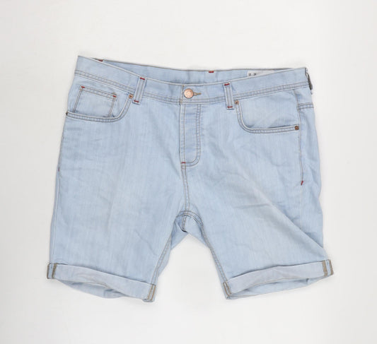 Denim & Co. Womens Blue Cotton Boyfriend Shorts Size 38 in Regular Button