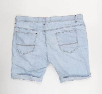 Denim & Co. Womens Blue Cotton Boyfriend Shorts Size 38 in Regular Button