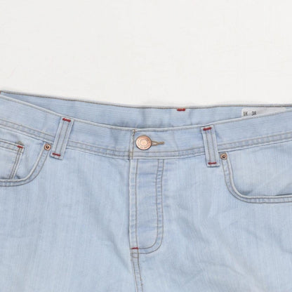 Denim & Co. Womens Blue Cotton Boyfriend Shorts Size 38 in Regular Button
