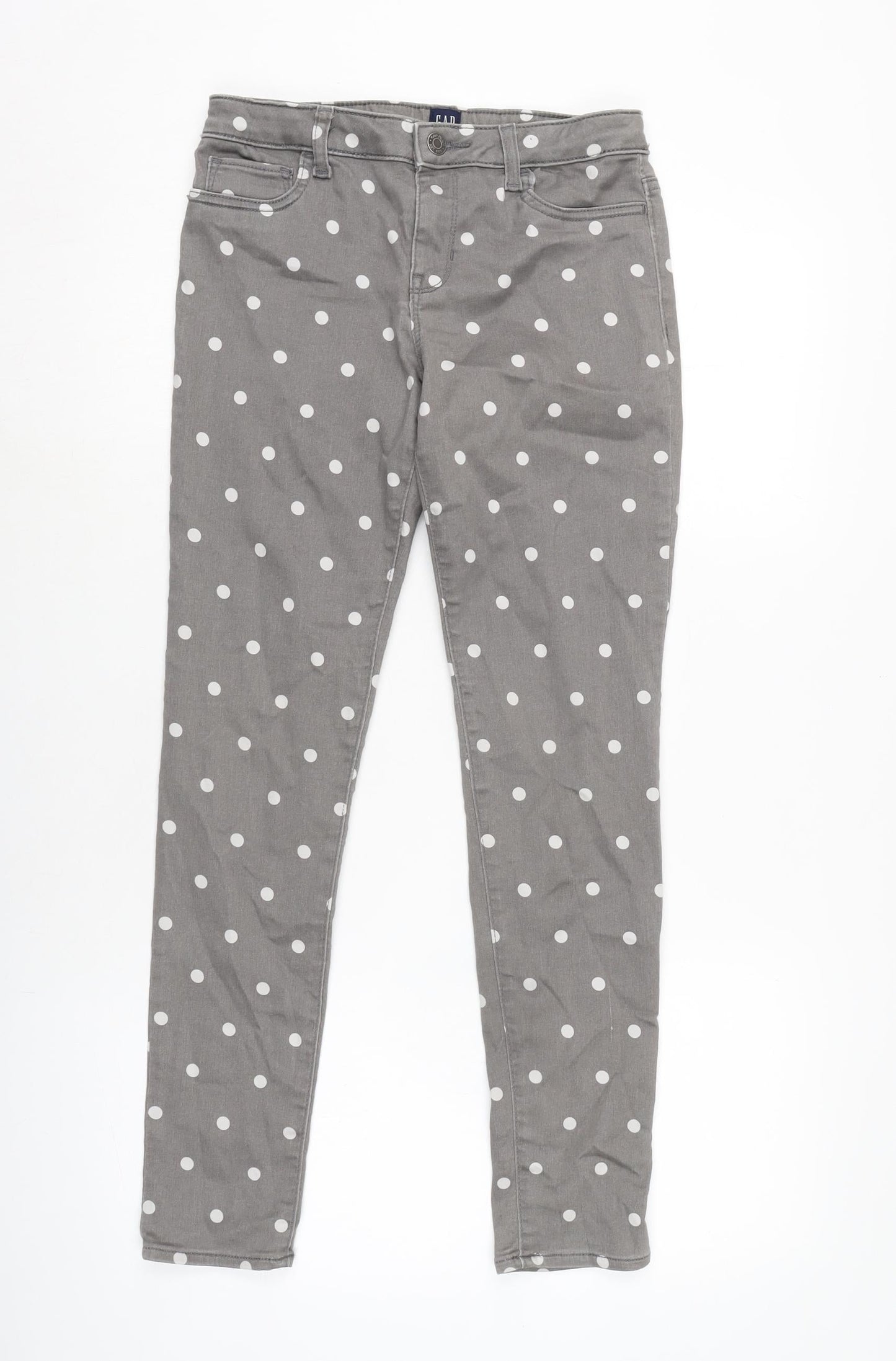 Gap Womens Grey Cotton Blend Tapered Jeans Size 28 in L27 in Regular Zip - White spotted effect.