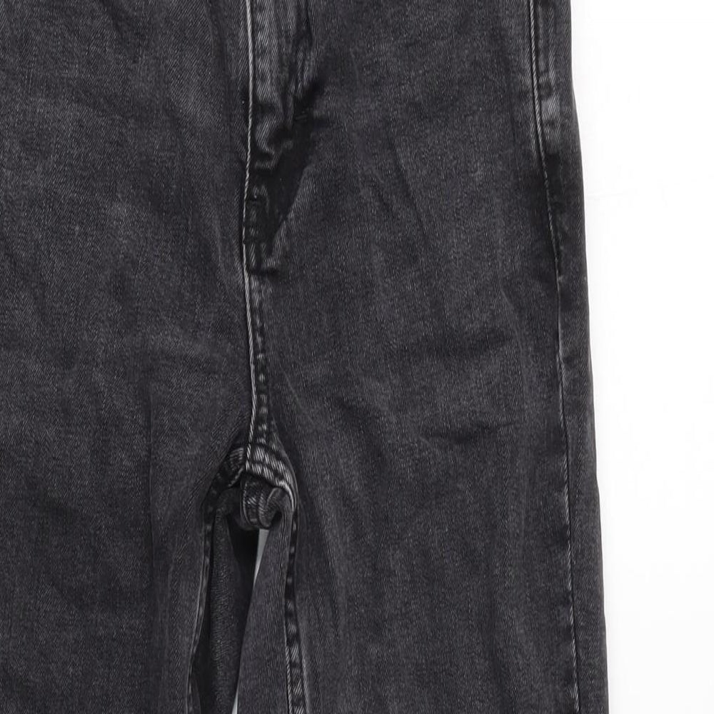 Topshop Womens Grey Cotton Blend Straight Jeans Size 24 in L25 in Regular Zip