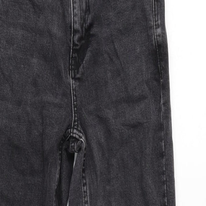 Topshop Womens Grey Cotton Blend Straight Jeans Size 24 in L25 in Regular Zip