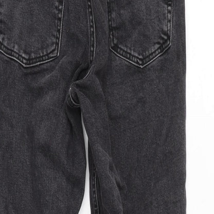 Topshop Womens Grey Cotton Blend Straight Jeans Size 24 in L25 in Regular Zip