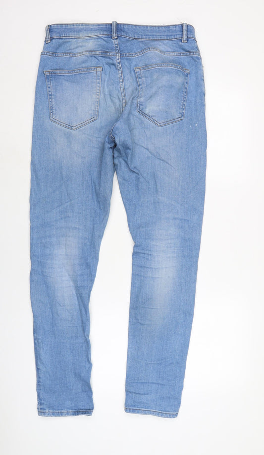 NEXT Mens Blue Cotton Blend Skinny Jeans Size 32 in L30 in Regular Zip