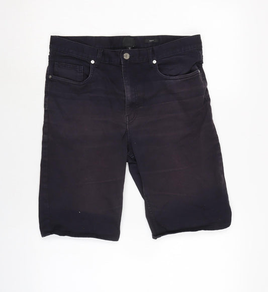 H&M Mens Blue Cotton Blend Bermuda Shorts Size 32 in L10 in Regular Zip