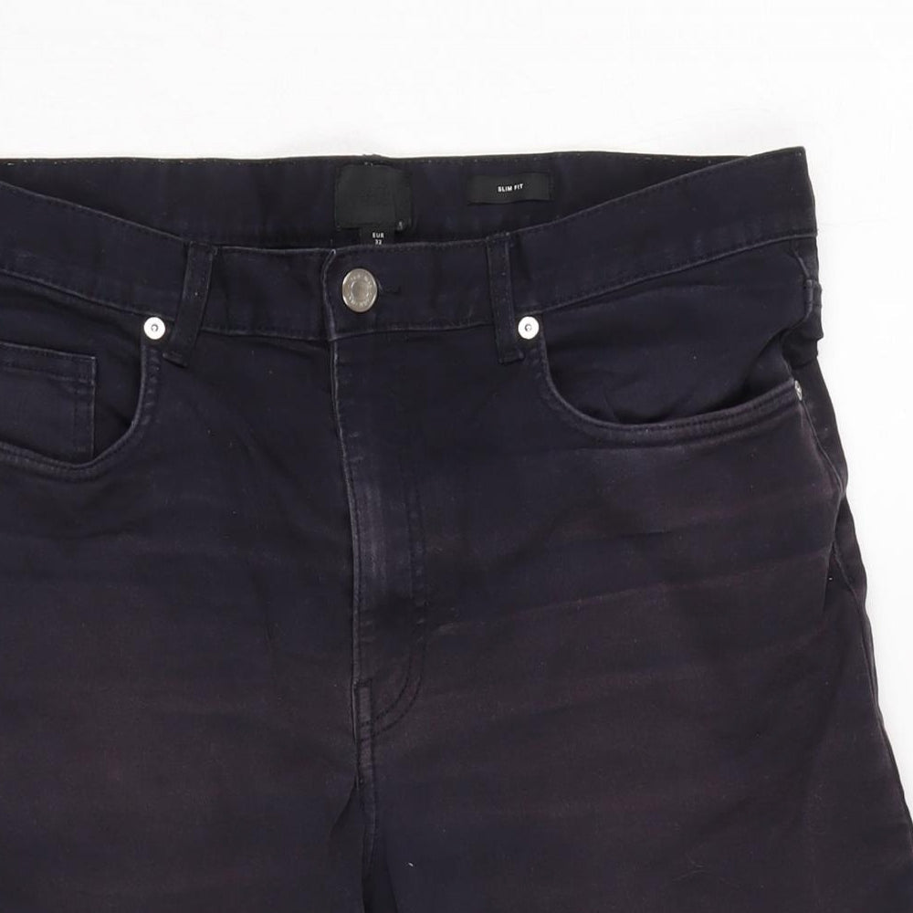 H&M Mens Blue Cotton Blend Bermuda Shorts Size 32 in L10 in Regular Zip