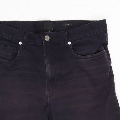 H&M Mens Blue Cotton Blend Bermuda Shorts Size 32 in L10 in Regular Zip