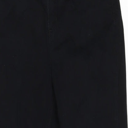 Give Womens Black Cotton Blend Bootcut Jeans Size 28 in L27 in Regular Zip - Gemstone detail to pockets.