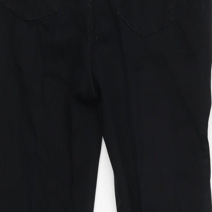 Give Womens Black Cotton Blend Bootcut Jeans Size 28 in L27 in Regular Zip - Gemstone detail to pockets.
