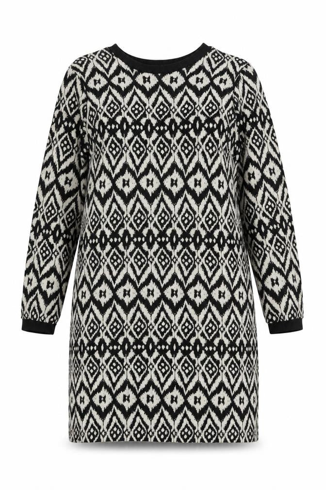 Marks and Spencer Womens White Geometric Viscose Shift Size 12 Round Neck Pullover