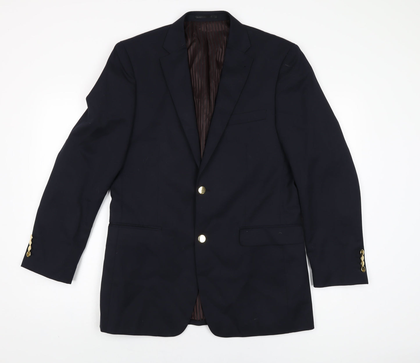 Greenwoods Mens Blue Wool Jacket Suit Jacket Size 38 Regular