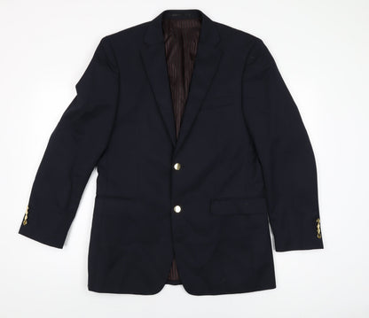 Greenwoods Mens Blue Wool Jacket Suit Jacket Size 38 Regular