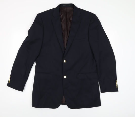 Greenwoods Mens Blue Wool Jacket Suit Jacket Size 38 Regular