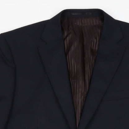 Greenwoods Mens Blue Wool Jacket Suit Jacket Size 38 Regular
