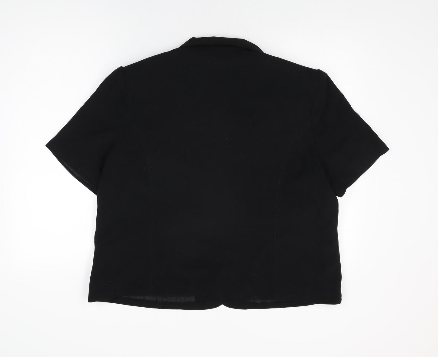 EWM Womens Black Polyester Basic Button-Up Size 20 Collared