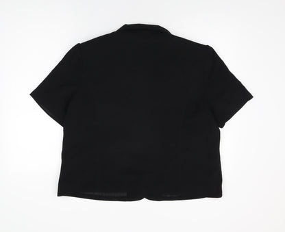 EWM Womens Black Polyester Basic Button-Up Size 20 Collared