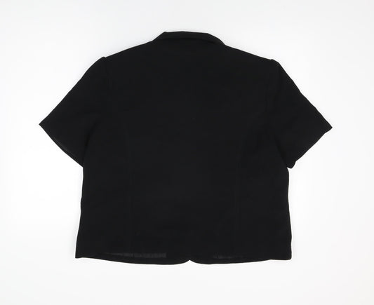 EWM Womens Black Polyester Basic Button-Up Size 20 Collared