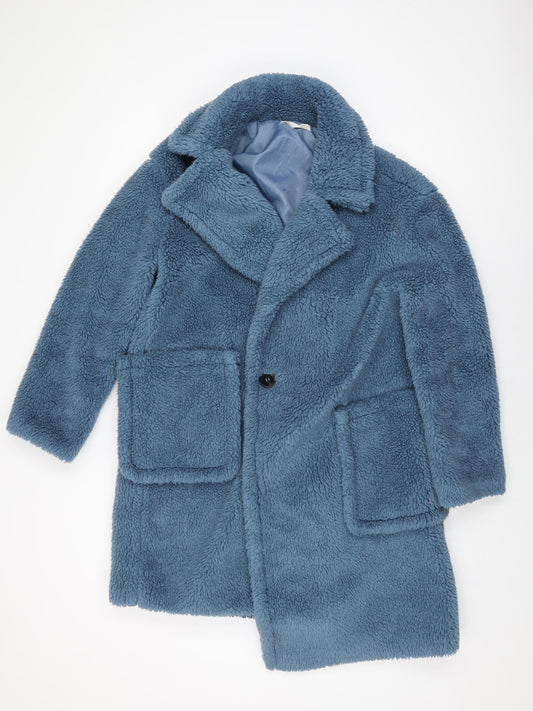 Glamorous Womens Blue Overcoat Coat Size 10 Button