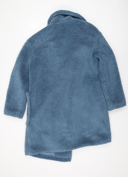 Glamorous Womens Blue Overcoat Coat Size 10 Button