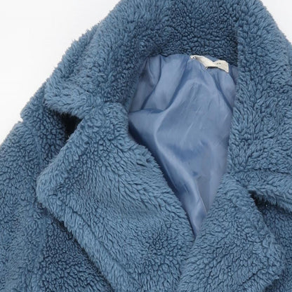 Glamorous Womens Blue Overcoat Coat Size 10 Button