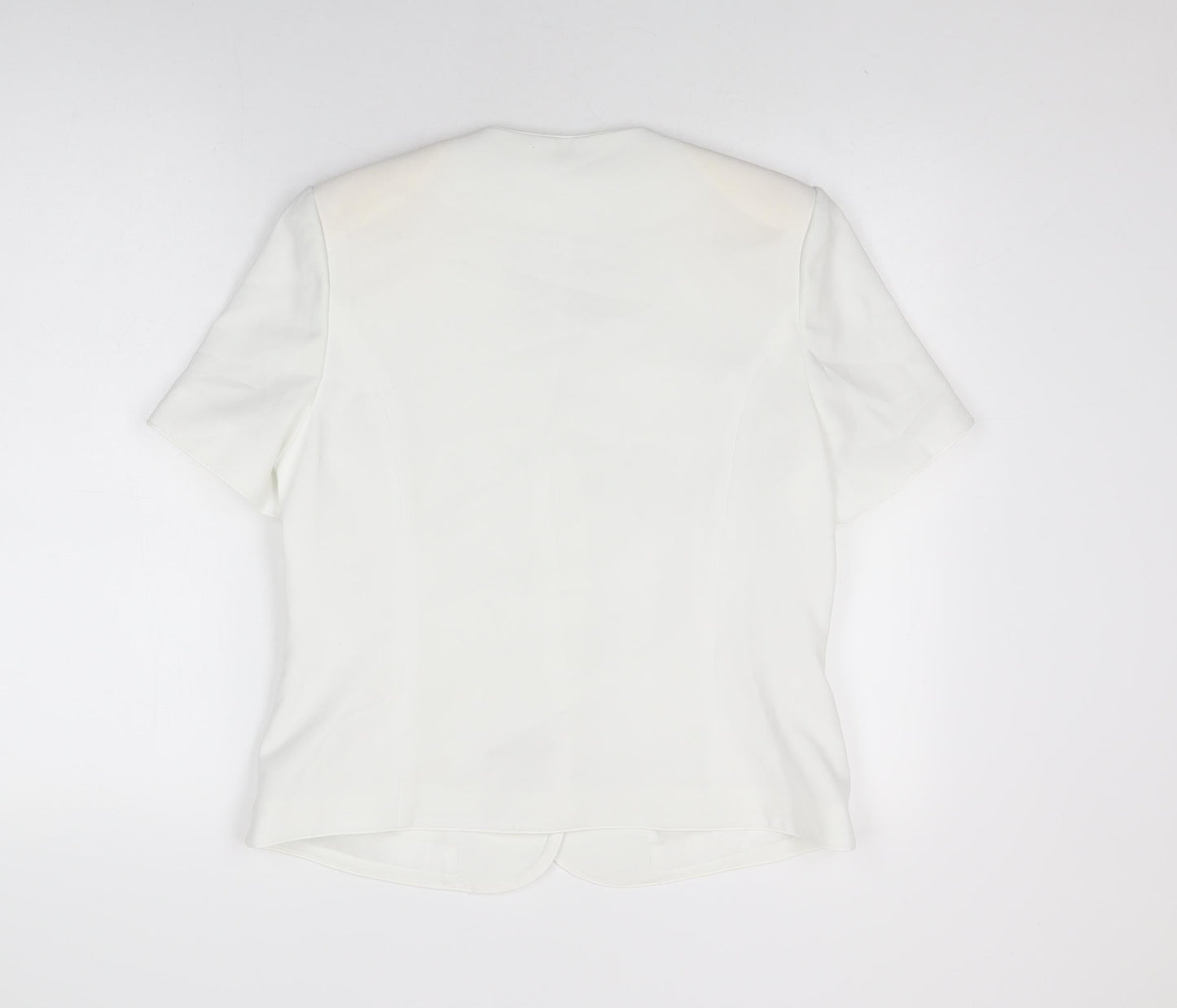 EWM Womens White Polyester Basic Button-Up Size 12 V-Neck