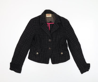 Guru Womens Black Geometric Jacket Coat Size L Button