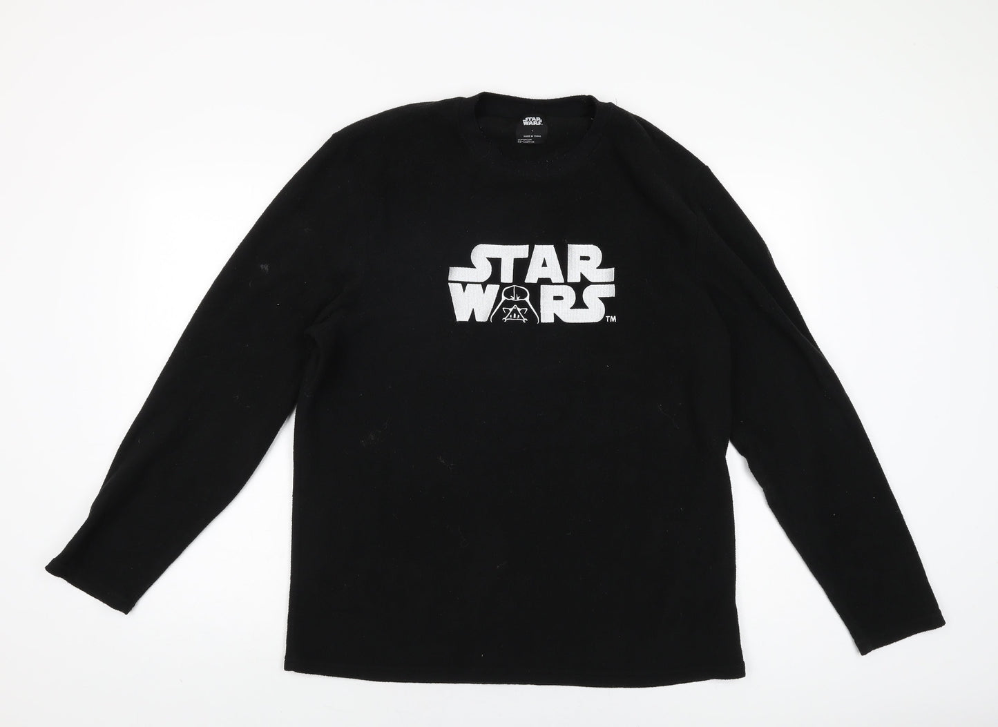 Star Wars Mens Black Polyester T-Shirt Size L Round Neck