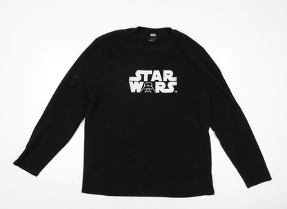 Star Wars Mens Black Polyester T-Shirt Size L Round Neck
