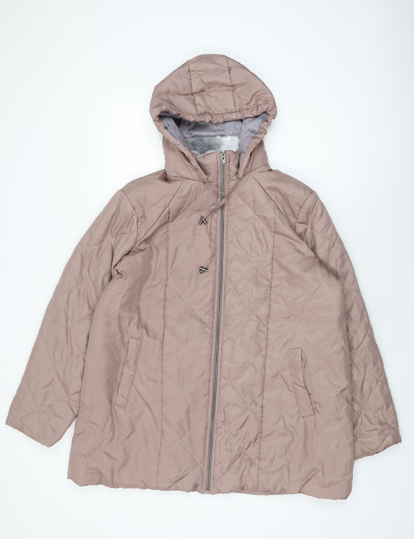 Womens UK Size L Anne De Lancay Pink Puffer Jacket Coat