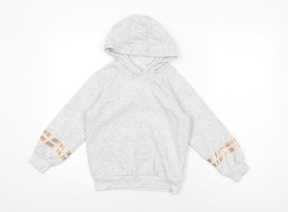 Marks and Spencer Girls Grey Polyester Pullover Hoodie Size 7-8 Years Pullover