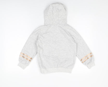 Marks and Spencer Girls Grey Polyester Pullover Hoodie Size 7-8 Years Pullover