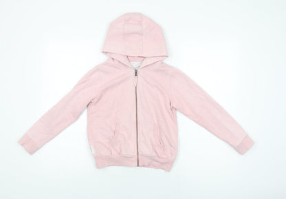 NEXT Girls Pink Cotton Full Zip Hoodie Size 9 Years Zip
