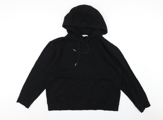 H&M Womens Black Cotton Pullover Hoodie Size M Pullover