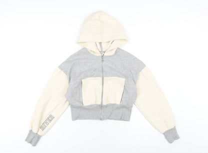 River Island Girls Grey Cotton Full Zip Hoodie Size 11-12 Years Zip